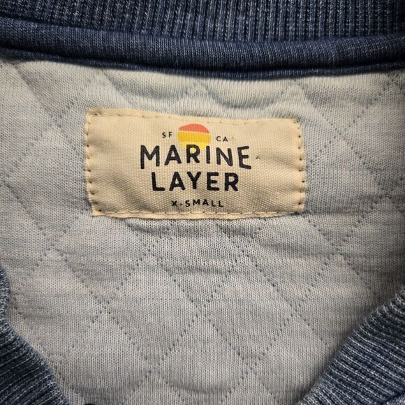 Marine Layer‎ Bomber Jacket XS Womens Blue Quilted Full Zip Lightweight - Picture 2 of 6